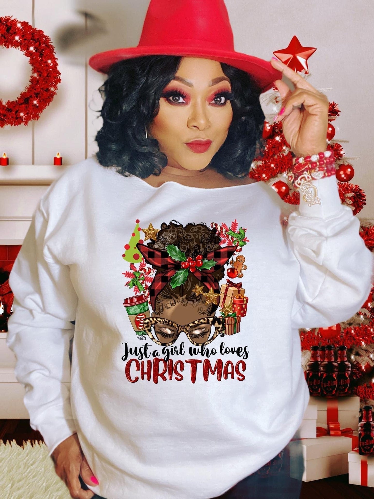 "Just a girl who loves Christmas" Fleece Long Sleeve Crew Neck